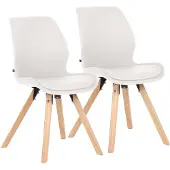 CLP Esszimmerstuhl 2er Set gepolstert Luna, moderner Polsterstuhl mit Rückenlehne weiß Material Kunststoff