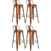 CLP Barhocker 4er Set mit Lehne im Industrial-Look Mason, mit Rückenlehne kupfer