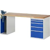 RAU Werkbank Modell 7511 mit 5 Schubladen und Schrank BxTxH 2000x700x840mm