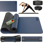 RE:SPORT Yogamatte Navy-Blau Fitnessmatte Gymnastikmatte Pilates Sportmatte Bodenmatte
