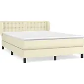 Syfax Boxspringbett mit Matratze Creme 140x200 cm Kunstleder