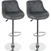 Supfine 2er Set Barhocker Barhocker Kunstleder höhenverstellbar 360°drehbar Gestell Grau