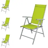 Mojawo 4 Stück Garten Klappstuhl Aluminium - Textilen Silbergrau/Lime