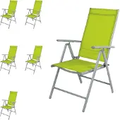 Mojawo 6 Stück Garten Klappstuhl Aluminium - Textilen Silbergrau/Lime
