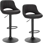 EUGAD 2er-Set Barhocker drehbar, höhenverstellbar, aus Kunstleder, Anthrazit