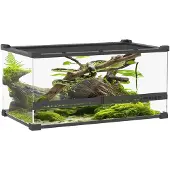 PawHut Terrarium für Reptilien Glasterrarium 34L mit Frontbelüftung Schwarz