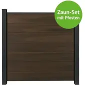 MR-Zaun Altum Komplettset mit Alu-Pfosten, Walnuss co-ex., 24,54 m