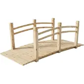 Relaxdays Garten Brücke, mit Geländer, Tannenholz, für Gartenteich, HxBxT: 55 x 150 x 67 cm, 150 kg, Holzbrücke, natur