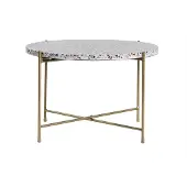 Miliboo - Beistelltisch rund Terrazzo und goldfarbenes Metall D55 cm MEZZO