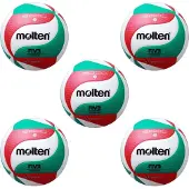 Molten V5M5000-DE Volleyball Wettspielball weiß grün rot Gr 5 5er Paket