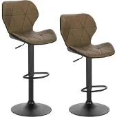 EUGAD 2X Barhocker höhenverstellbar drenbar, aus Kunstleder Stahl, Dunkelbraun
