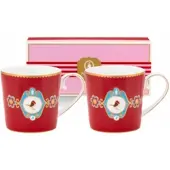 Pip studio Tasse Home Mugs Small Love Birds Medallion Red (2er Set)