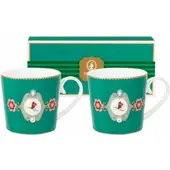 Pip studio Tasse Home Becher Small Love Birds Medallion Emerald (2er Set)