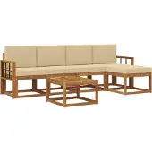 vidaXL Outdoor-Sofagarnitur 6 stk. Natur und Beige