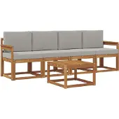 vidaXL Outdoor-Sofagarnitur 5 stk. Natürlich und Hellgrau