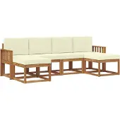 vidaXL Outdoor-Sofagarnitur 6 stk. Natur und Creme