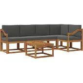 vidaXL Outdoor-Sofagarnitur 6 stk. Natur und Anthrazit