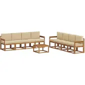 vidaXL Outdoor-Sofagarnitur mit Kissen 9 pcs Natur und Beige