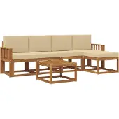 vidaXL Outdoor-Sofagarnitur 6 stk. Natur und Beige