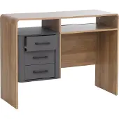 Mendler Schreibtisch MCW-P43, Bürotisch Computertisch, 3 Schubladen MDF 75x100x40cm Rivera-Eiche-Optik, dunkelgrau