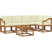 vidaXL Outdoor-Sofagarnitur 6 stk. Natur und Creme