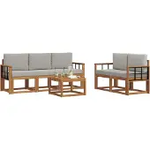 vidaXL Outdoor-Sofagarnitur 6 stk. Natürlich und Hellgrau