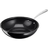 Lagostina 28 cm großer wok aus schwarzem aluminium 010275041828