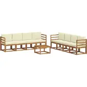 vidaXL Outdoor-Sofagarnitur 9 Stk. Natur und Creme