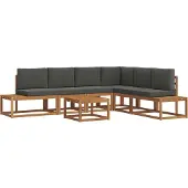 vidaXL Outdoor-Sofagarnitur mit Kissen 7 Stück Natur und Anthrazit