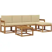 vidaXL Outdoor-Sofagarnitur 6 stk. Natur und Beige