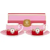Pip studio Kaffeebecher Home Tassen & Untertassen Love Birds Medallion Red-Pink (2er Set)