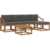 vidaXL Outdoor-Sofagarnitur 6 stk. Natur und Anthrazit