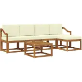 vidaXL Outdoor-Sofagarnitur 6 stk. Natur und Creme