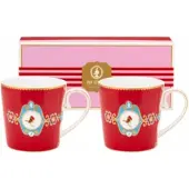 Pip studio Tasse Home Mugs Large Love Birds Medallion Red (2er Set)
