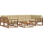 vidaXL Outdoor-Sofagarnitur mit Kissen 7 pcs Natur und Beige