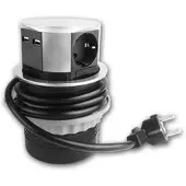 World-trading-net Tisch-Einbausteckdose Versenkbar Edelstahl 2xUSB