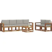 vidaXL Outdoor-Sofagarnitur mit Kissen 7 pcs Natürlich und Hellgrau
