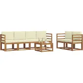 vidaXL Outdoor-Sofagarnitur 7 stk. Natur und Creme