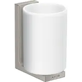 Hansgrohe AXOR Universal Rectangular Zahnputzbecher, Metall, Glas weiss, 42604