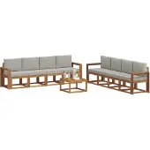 vidaXL Outdoor-Sofagarnitur 9 stk. Natürlich und Hellgrau