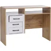 Mendler Schreibtisch MCW-P43, Bürotisch Computertisch, 3 Schubladen MDF 75x100x40cm Wotan-Eiche-Optik, weiß