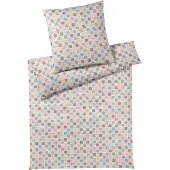 Elegante Mako-Satin-Bettwäsche-Garnitur Scrabble Farbe Natur Größe 135x200+80x80