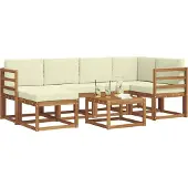 vidaXL Outdoor-Sofagarnitur 7 stk. Natur und Creme