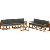 vidaXL Outdoor-Sofagarnitur mit Kissen 9 pcs Natur und Anthrazit