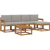 vidaXL Outdoor-Sofagarnitur 6 stk. Natürlich und Hellgrau