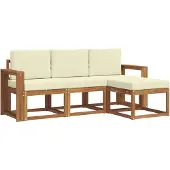 vidaXL Outdoor-Sofagarnitur 4 Stk. Natur und Creme