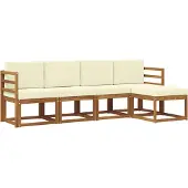vidaXL Outdoor-Sofagarnitur 5 Stk. Natur und Creme
