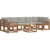 vidaXL Outdoor-Sofagarnitur 8 stk. Natürlich und Hellgrau