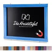 Die Kreidetafel Manufaktur Magnetische Kreidetafel - Magnettafel mit Holzrahmen / Blau 120x60cm