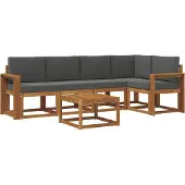 vidaXL Outdoor-Sofagarnitur 6 stk. Natur und Anthrazit